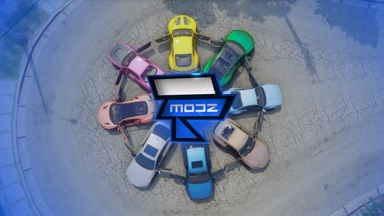 TTModz logo ringed by colorful cars with open doors seen top-down on cracked pavement, Unbranded Police Car Pack cover