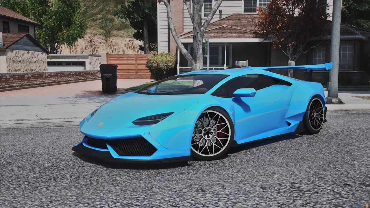 Pegassi Tempesta TTS in sky blue with red brake calipers, front three-quarter view outside a suburban house
